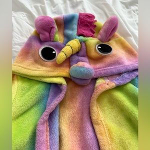 Rainbow ombré unicorn hooded robe with pockets